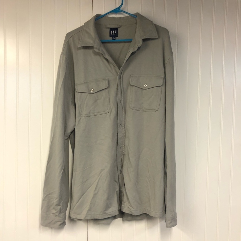 GAP Gray Button-Up Shirt Long Sleeve Thick XL